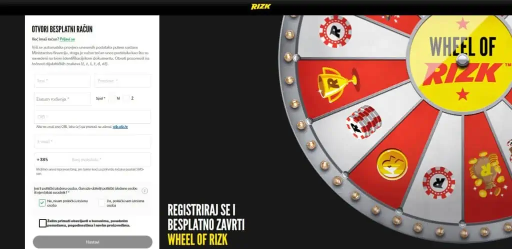 Kako se registrirati u Rizk casino